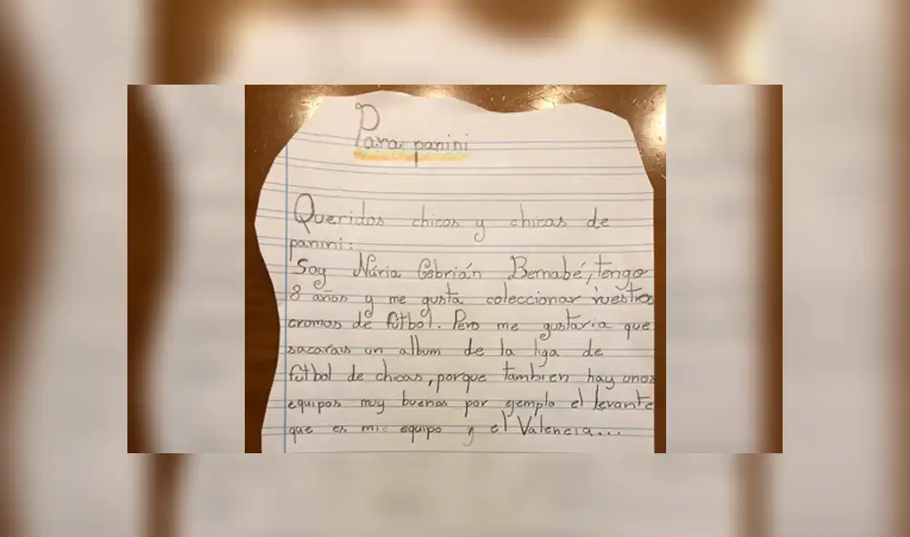 Twitter: Niña fanática del fútbol escribe carta a Panini por este insólito motivo [FOTOS]
