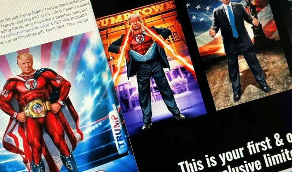 Las ilustraciones que Donald Trump puso en venta. Foto: AFP