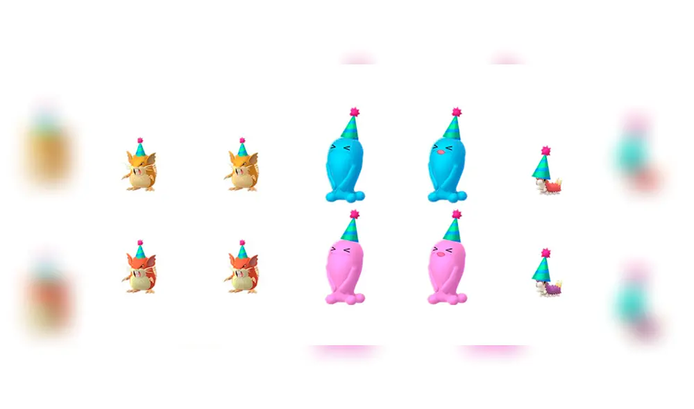 Raticate, Wobbuffet y Wurmple shiny con gorra festiva aparecerían en evento de año nuevo de Pokémon GO.
