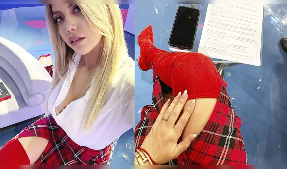 Wanda Nara luce outfit de colegiala en su programa de televisión