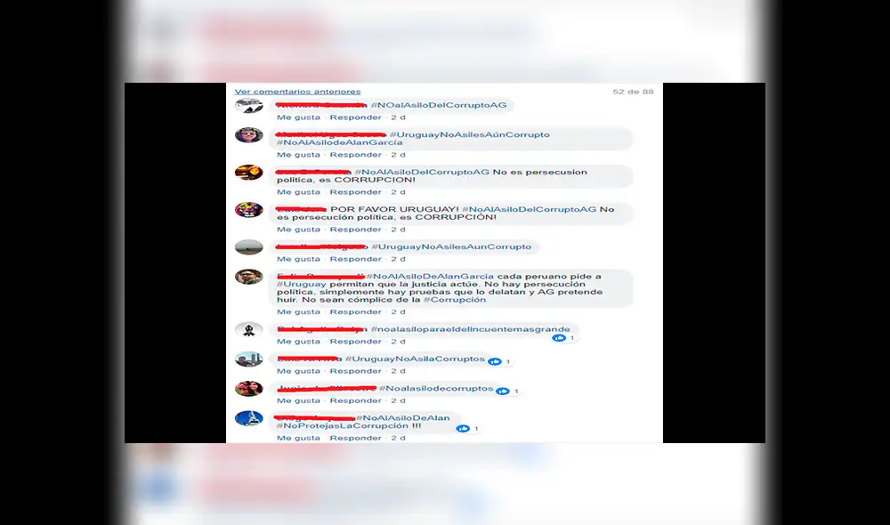 Facebook: peruanos llenan de comentarios la página del gobierno de Uruguay contra asilo a Alan García [FOTOS] 
