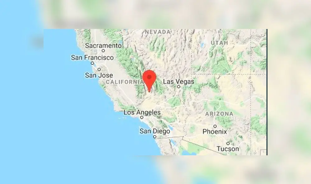 Ubicación del sismo en el mapa de Estados Unidos. Foto: Google. Ubicación del sismo en el mapa de Estados Unidos. Foto: Google.