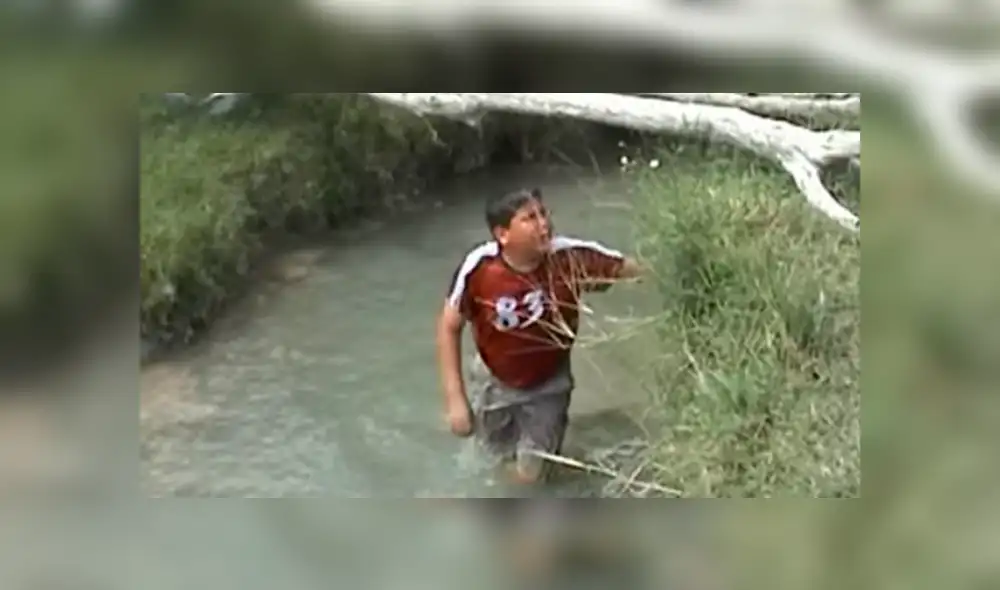 YouTube: hombre cruza río y termina recreando la famosa 'caída de Edgar' [VIDEO]