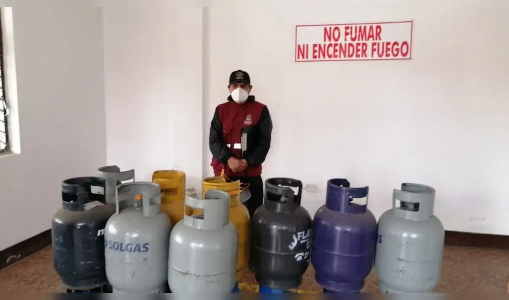 Fueron 18 balones de gas los decomisados por su venta informal. Foto Prensa MPT