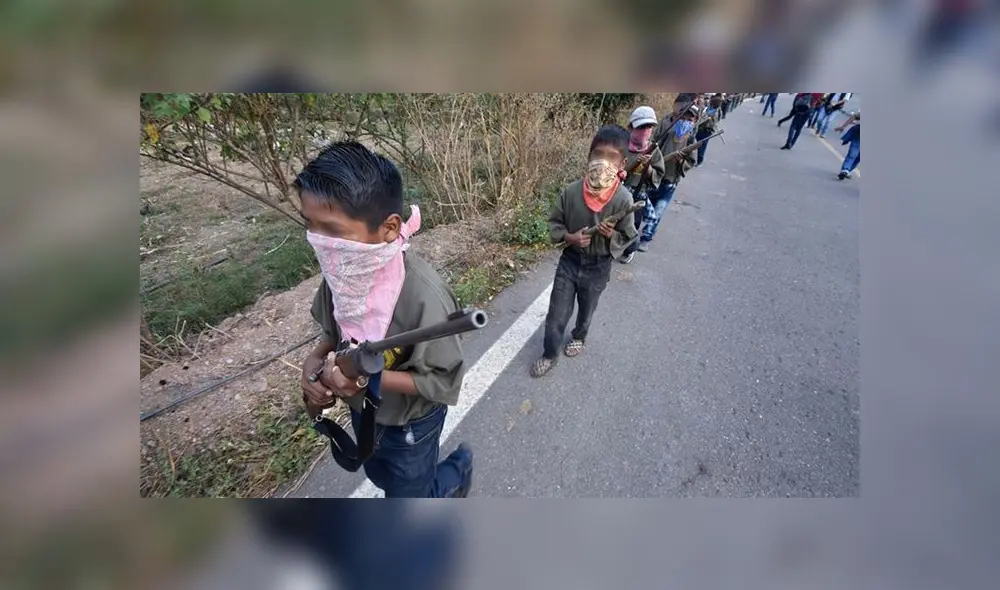México: niños son armados para enfrentar el narcotráfico y los cárteles en Chilapas. Fotos: difusión. México: niños son armados para enfrentar el narcotráfico y los cárteles en Chilapas. Fotos: difusión.