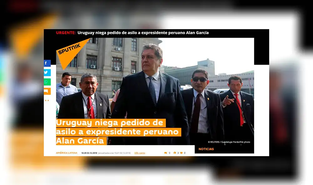 Así informó la prensa mundial sobre el rechazo al pedido de asilo de Alan García