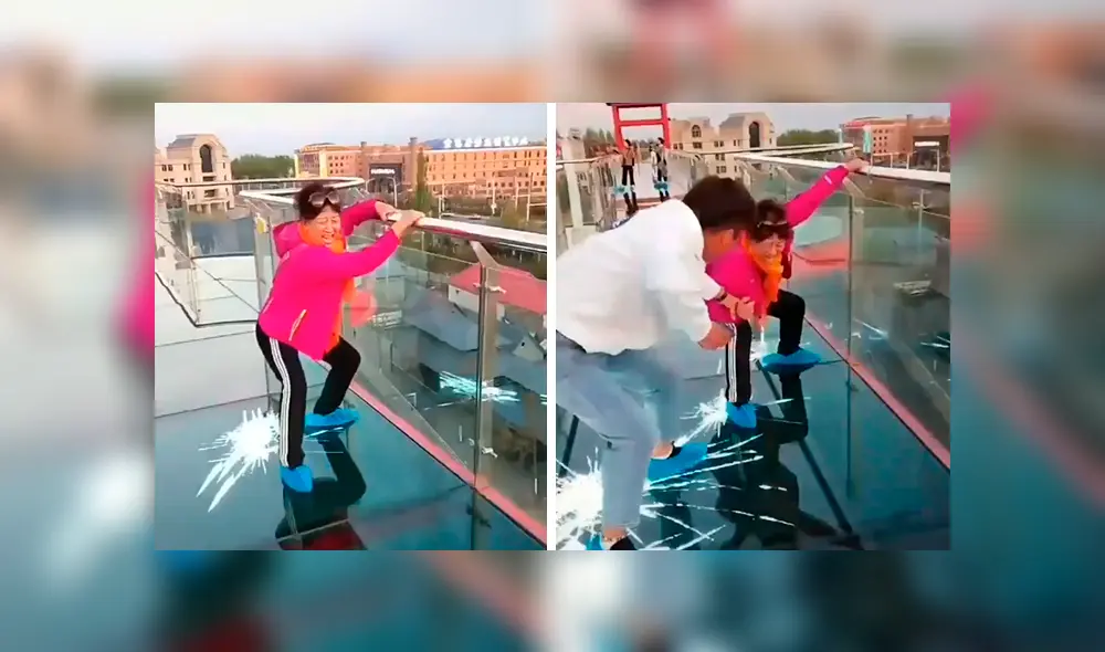 En Facebook, una señora se llevó el susto de su vida al cruzar un gigantesco puente de vidrio en China. En Facebook, una señora se llevó el susto de su vida al cruzar un gigantesco puente de vidrio en China.