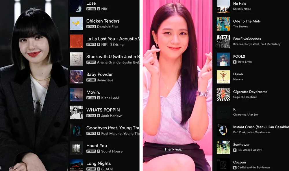 Playlist de BLACKPINK con las canciones favoritas de Lisa y Jisoo. Foto: capturas. Playlist de BLACKPINK con las canciones favoritas de Lisa y Jisoo. Foto: capturas.