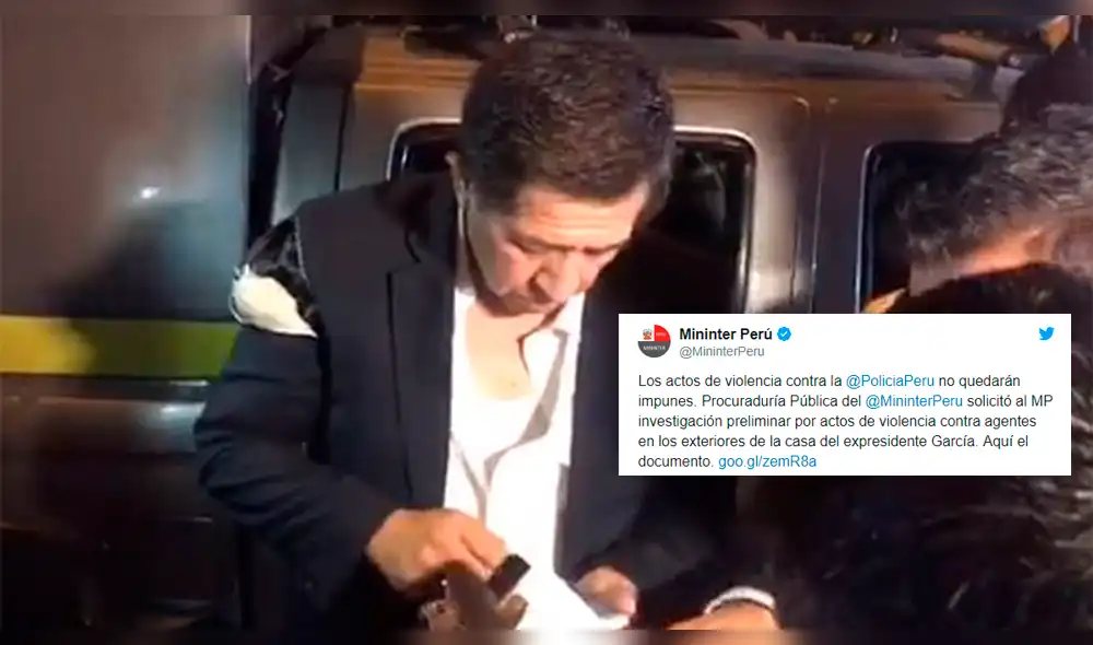 Caso Alan García: Mininter pidió que se investigue agresiones a policías Caso Alan García: Mininter pidió que se investigue agresiones a policías