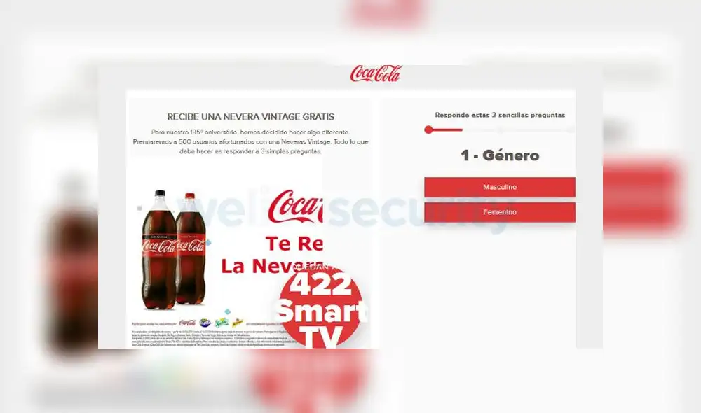 Estafa que circula en WhatsApp y que asegura que Coca Cola está regalando refrigeradoras.