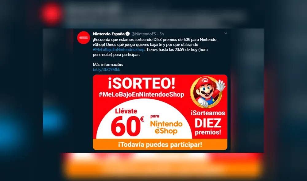 "Dinos qué juego quieres bajarte y por qué utilizando #MeLoBajoEnNintendoeShop." mencionó la cuenta.