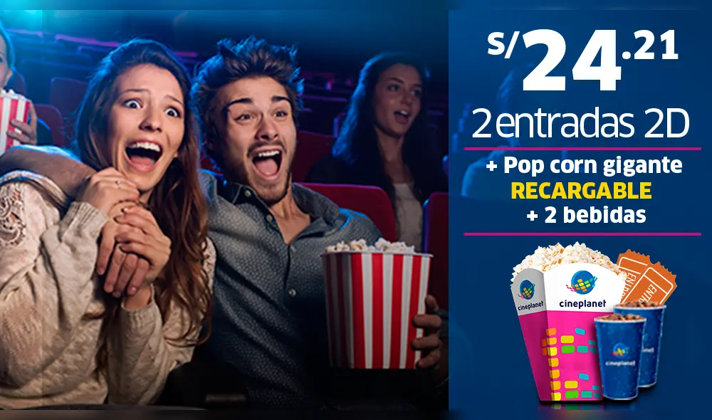 Black Friday: Desde S/ 24.21 por 2 entradas + combo recargable en Cineplanet