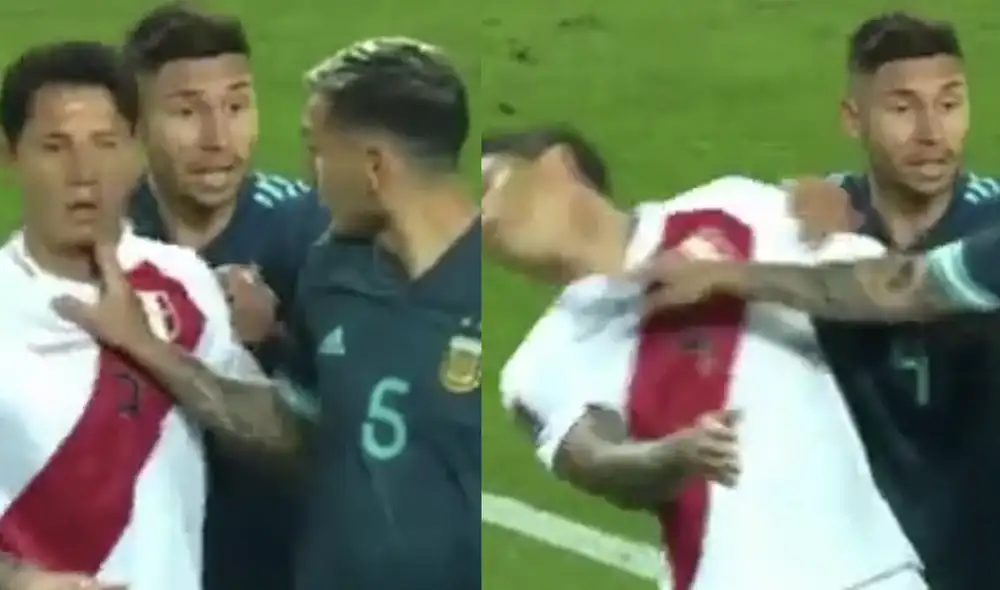 El momento de la agresión de Paredes a Lapadula en el Perú vs. Argentina. Foto: Movistar Deportes
