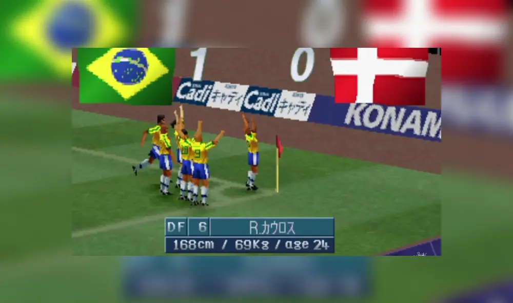 Desliza para ver cómo lucía Roberto Carlos en Winning Eleven 3. Foto: Captura.