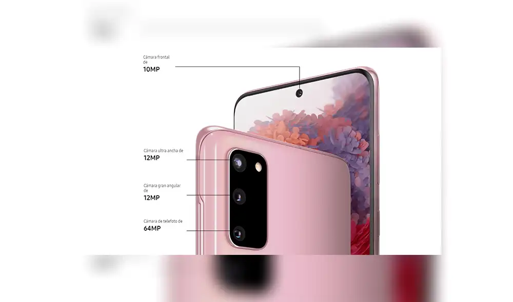 La cámara del Galaxy S20 está compuesta por 64 MP + 12 MP + 12 MP.