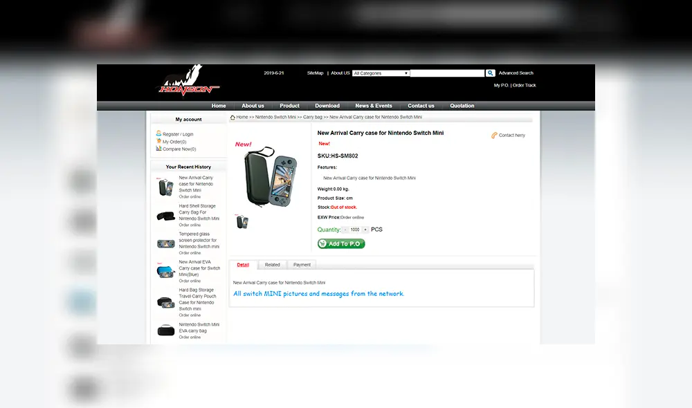 'Nintendo Switch Mini' revelada en tienda de accesorios HonSon.