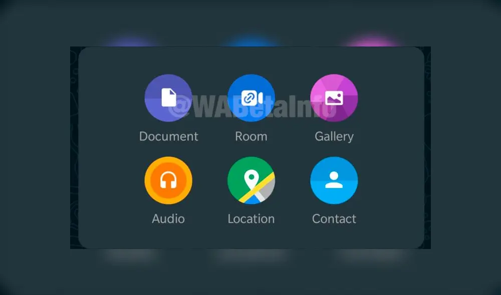 Acceso directo de Messenger Rooms en WhatsApp.