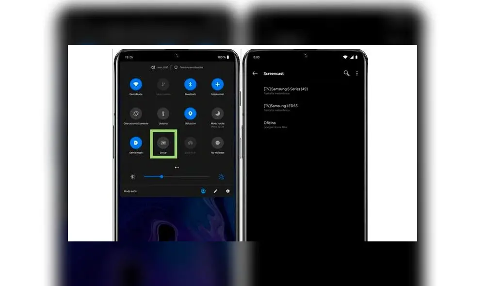 Opción para transmitir contenido en un Smart TV.