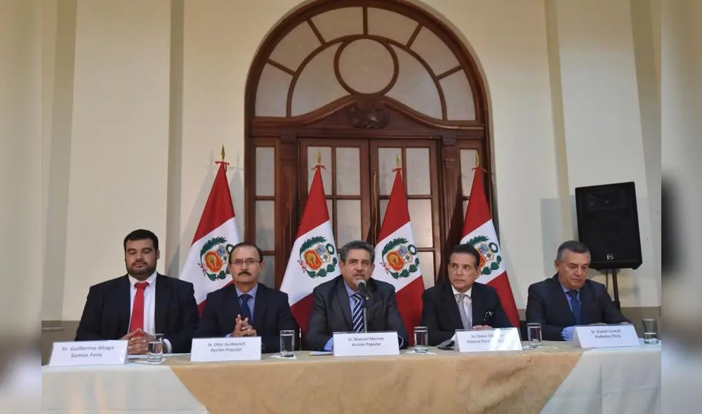 Líderes de las virtuales bancadas de Acción Popular, Alianza Para el Progreso, Somos Perú y Podemos Perú, firmaron acuerdo de gobernabilidad. Líderes de las virtuales bancadas de Acción Popular, Alianza Para el Progreso, Somos Perú y Podemos Perú, firmaron acuerdo de gobernabilidad.