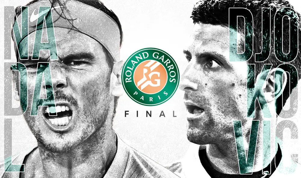 Rafael Nadal y Novak Djokovic se enfrentan en la final masculina de Roland Garros. Foto: Composición de Fabrizio Oviedo