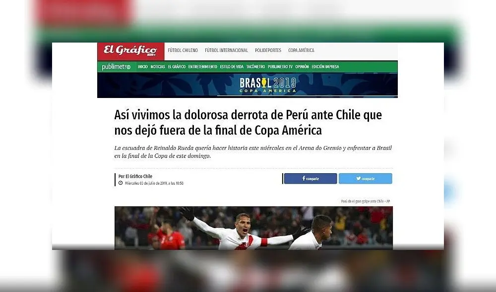 Copa América 2019: así informaron los medios chilenos la derrota de su selección Copa América 2019: así informaron los medios chilenos la derrota de su selección