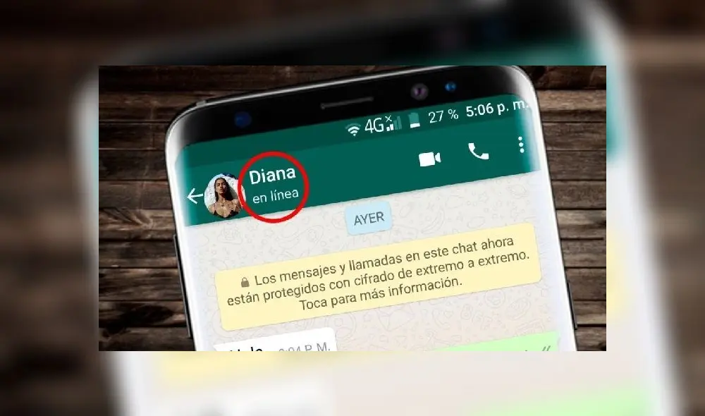 Última conexión de WhatsApp en Android.
