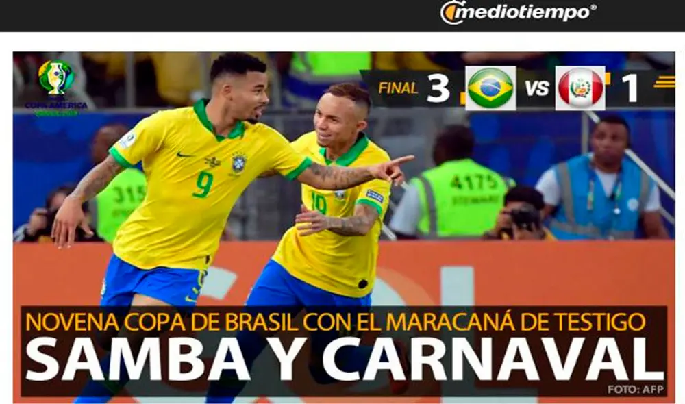 Perú perdió 3-1 ante Brasil por la final de la Copa América 2019. Así reaccionó la prensa internacional.