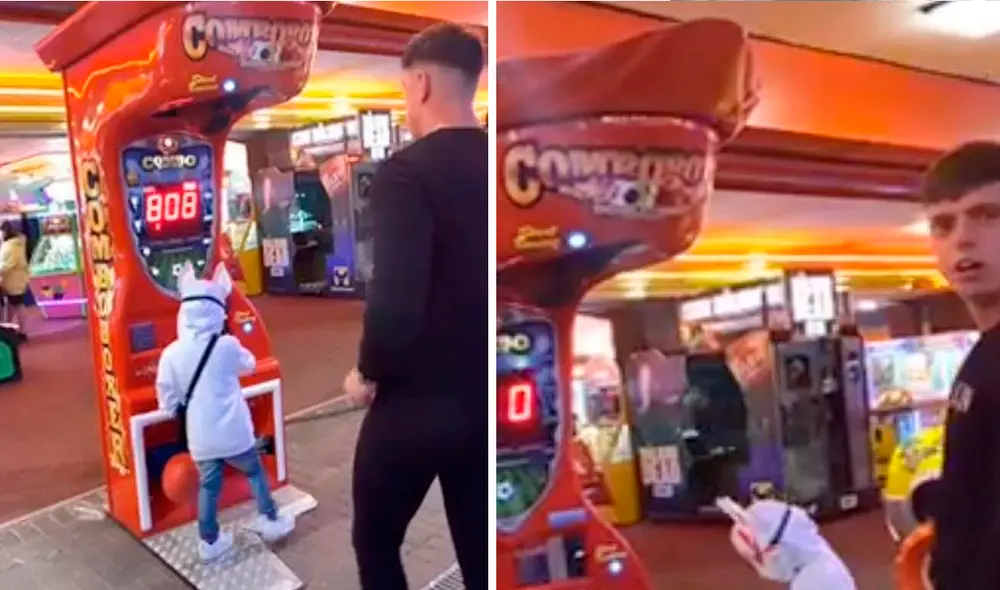 Morgan se preparó y golpeó el saco de boxeo, pero al esperar su puntuación, el hermano de su novia le canceló su resultado. Foto: captura de TikTok