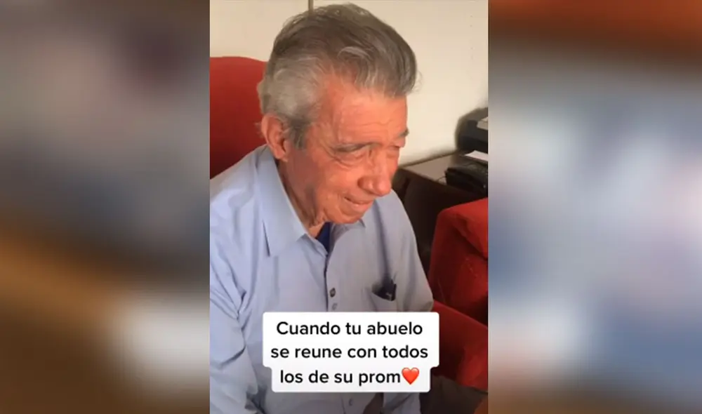 El adulto mayor se mostró bastante contento de reencontrarse con sus amigos de la infancia y entre todos recordaban curiosas anécdotas. Foto: captura de TikTok