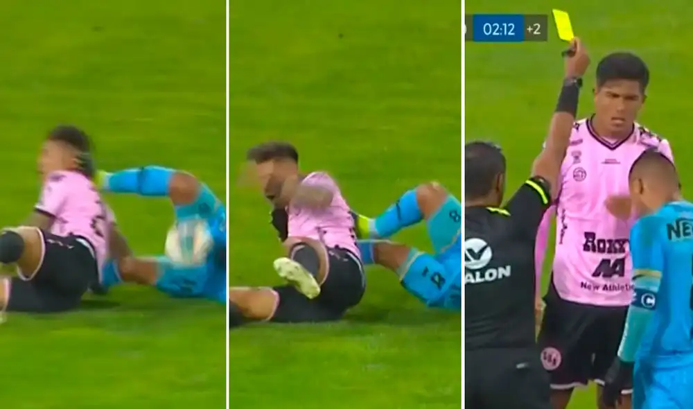 Yorkman Tello recibió la tarjeta amarilla por brutal jugada. Foto: Captura Yorkman Tello recibió la tarjeta amarilla por brutal jugada. Foto: Captura