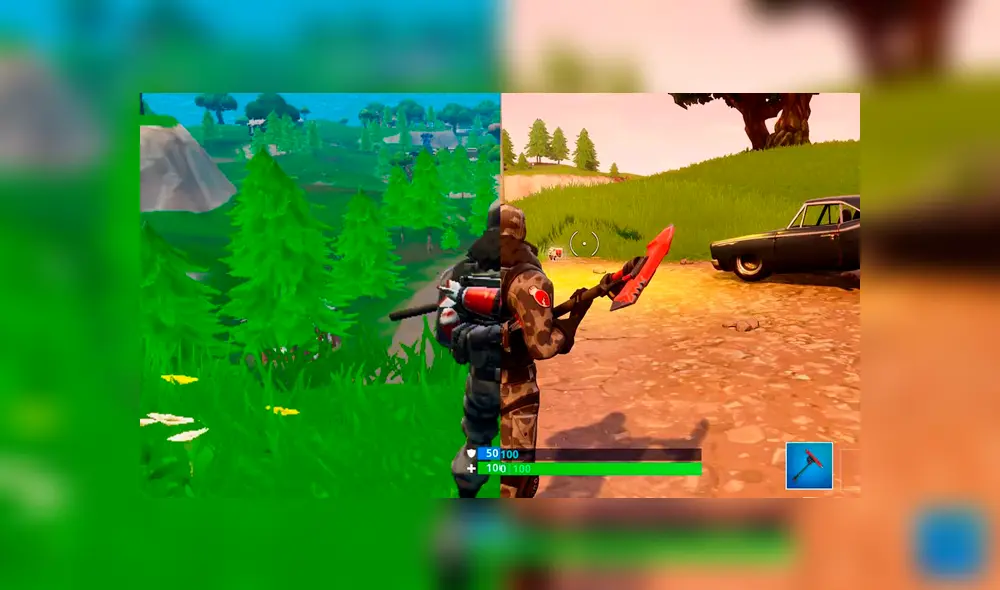 Con Antialiasing desactivado vs. con antialiasing activado en Fortnite. Foto: Fortite.
