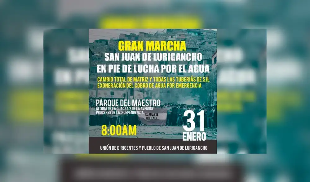 Convocan a marcha por el agua y cambio de tuberías en San Juan de Lurigancho 