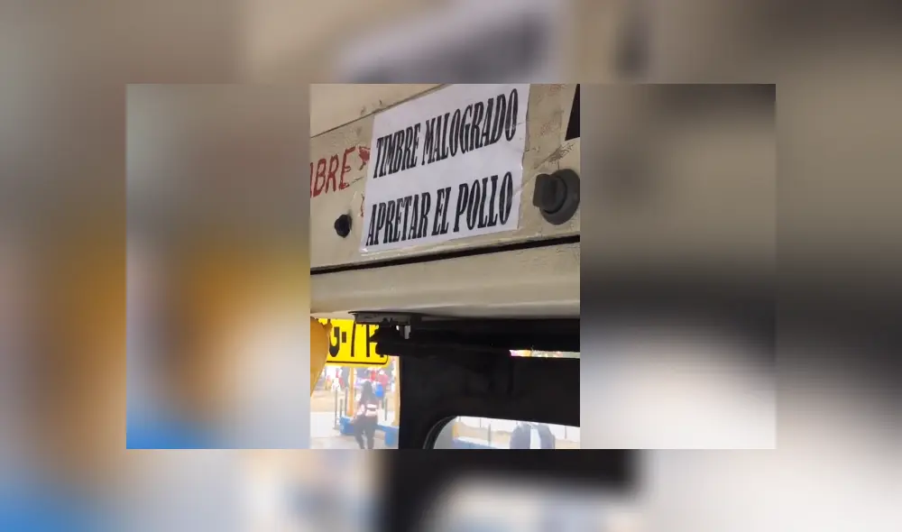 El chofer peruano colocó un pollo de goma después que el timbre del vehículo se averiara. Foto: Tiktok