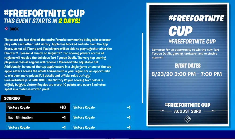 Tras desatarse la batalla legal, Epic comenzó una campaña anti-Apple, que incluyó un torneo, premios, parodias y más. Imagen: KYR News.