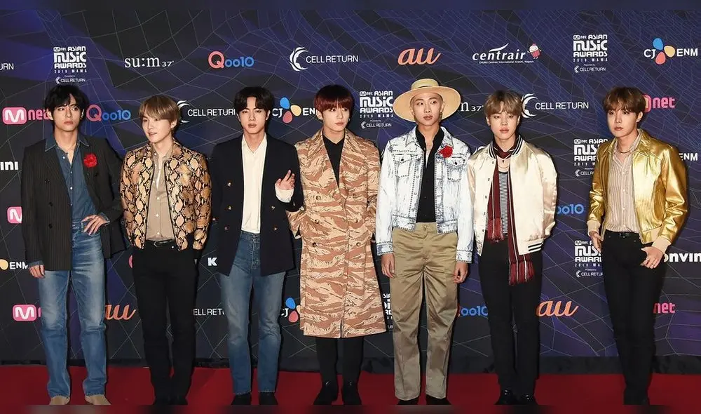BTS en la red carpet de los 2019 Mnet Asian Music Awards.