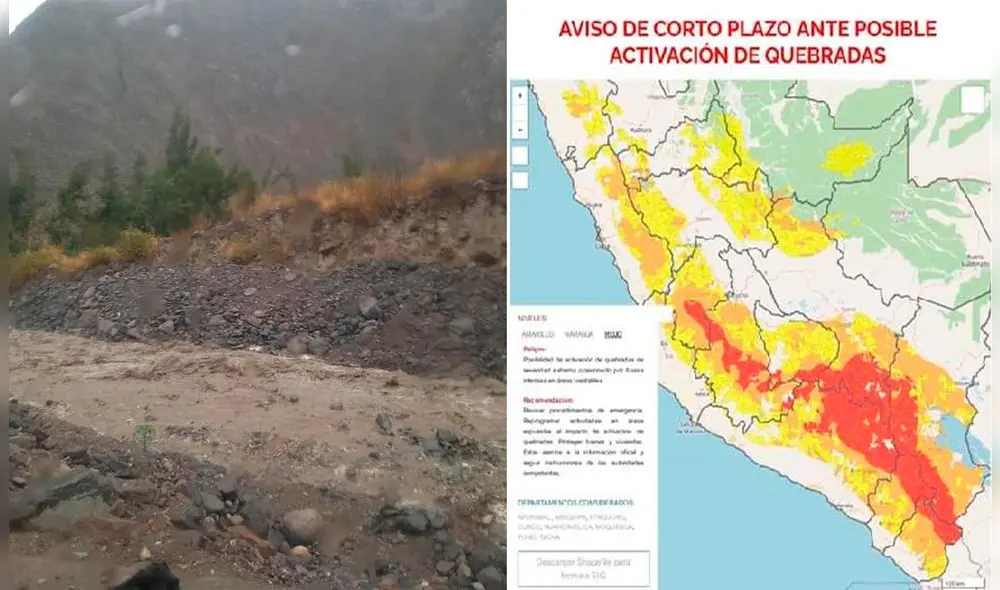 Arequipa se encuentra en Nivel Rojo en el mapa publicado por Senamhi. Foto: COER/Senamhi. Arequipa se encuentra en Nivel Rojo en el mapa publicado por Senamhi. Foto: COER/Senamhi.