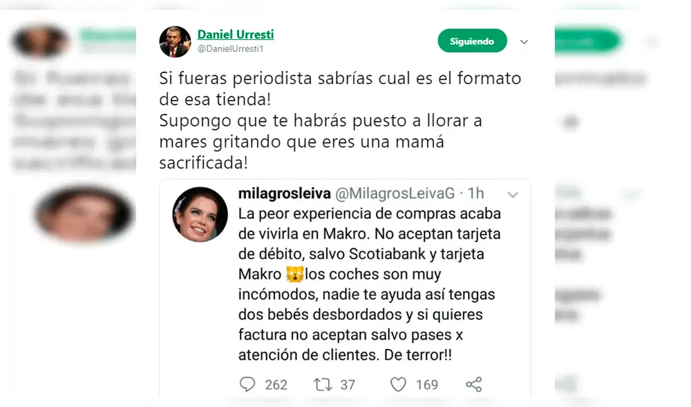 Daniel Urresti se burla de Milagros Leiva tras queja de Makro