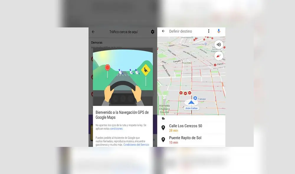Activar el modo de conducción de Google Maps.