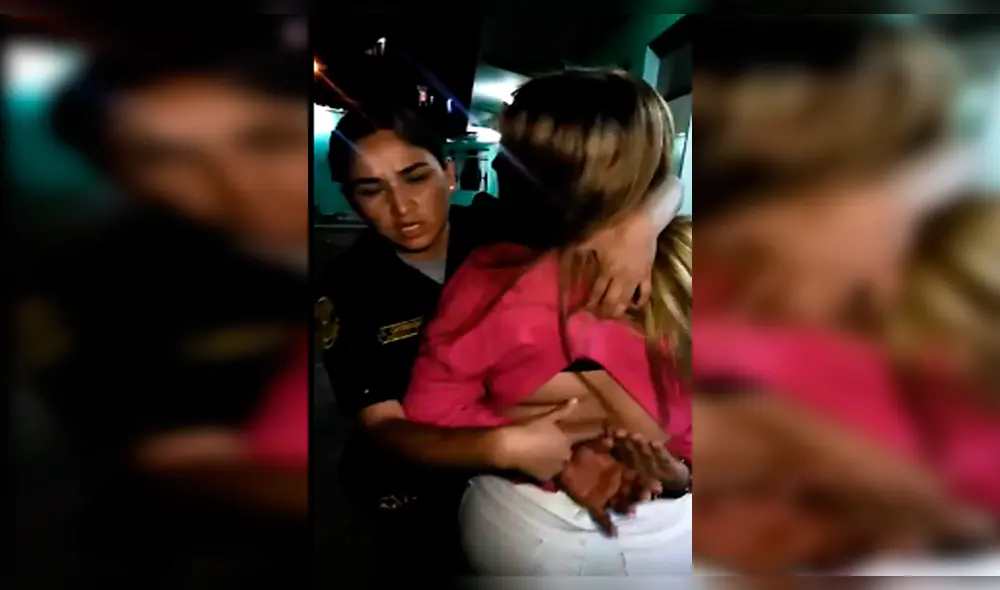 Policía terminó con lesiones en el rostro.