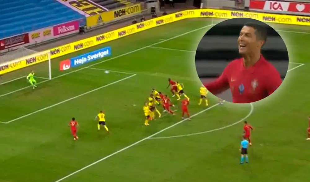 Gol Cristiano Ronaldo en el Portugal vs. Suecia. Captura TNT