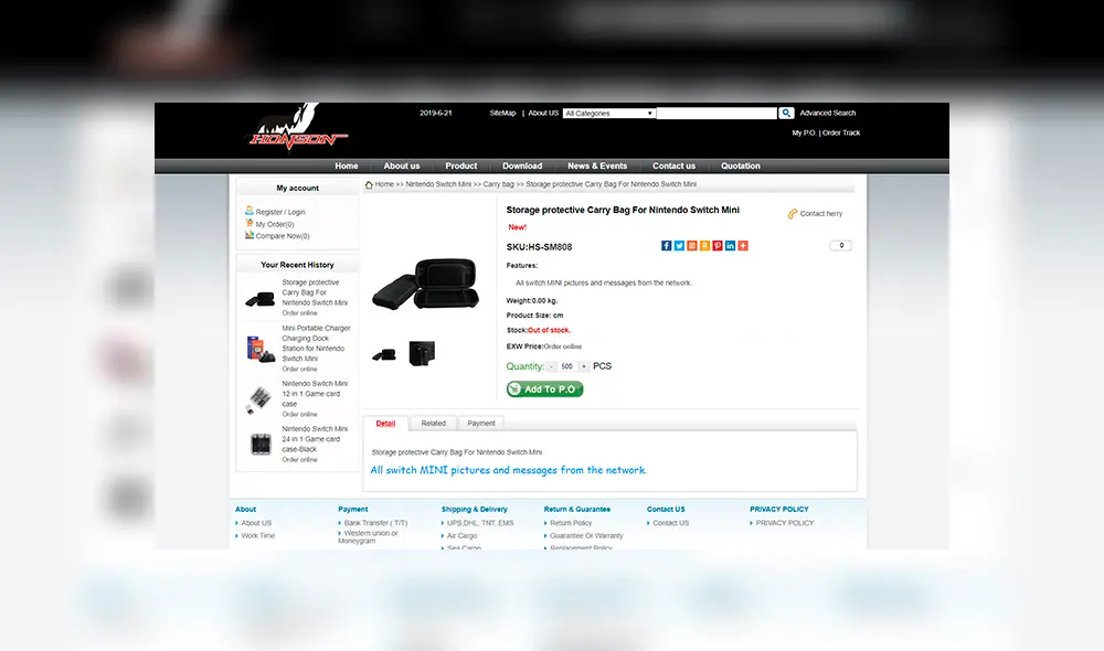 'Nintendo Switch Mini' revelada en tienda de accesorios HonSon.