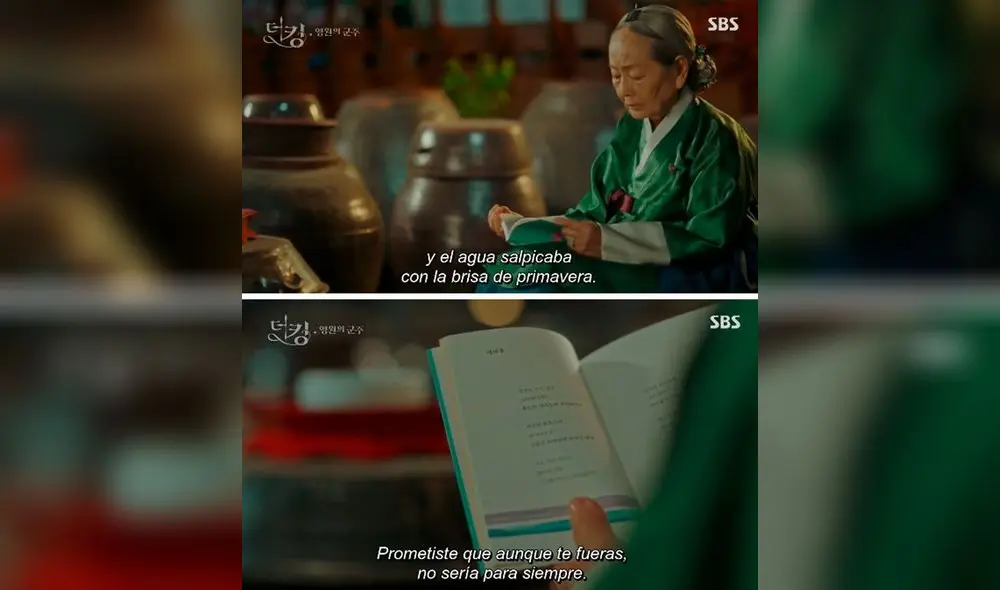 Lady Noh Ok Nam (Kim Young Ok) lee un poema de Kim Sowol. Escena del episodio 12, The king: Eternal monarch. Lady Noh Ok Nam (Kim Young Ok) lee un poema de Kim Sowol. Escena del episodio 12, The king: Eternal monarch.