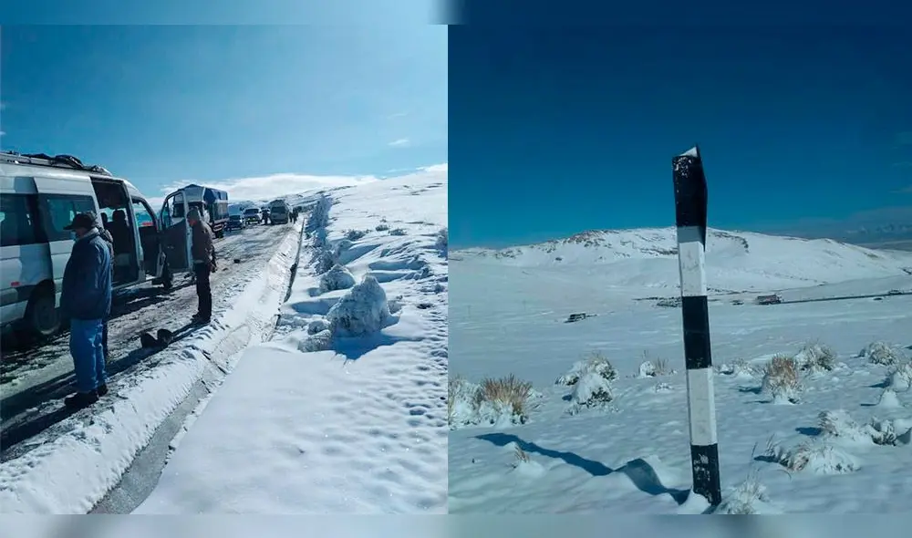 Choferes quedaron varados en plena carretera. Foto: radio Altura Carabaya. Choferes quedaron varados en plena carretera. Foto: radio Altura Carabaya.