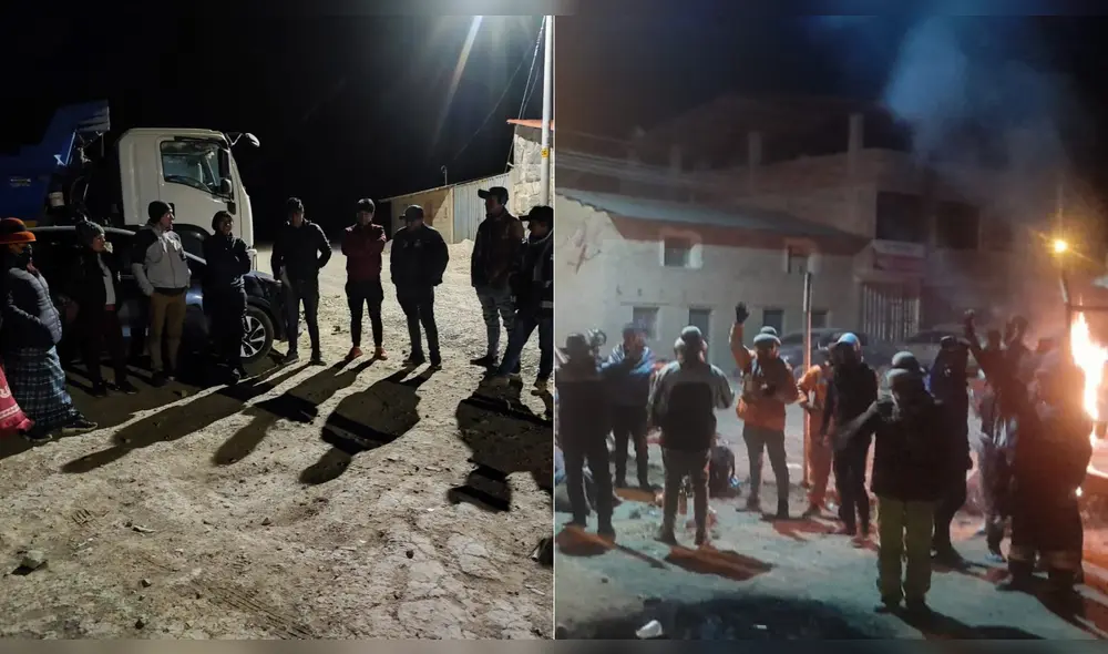 Pobladores pernoctando en protesta. Foto: La República Pobladores pernoctando en protesta. Foto: La República