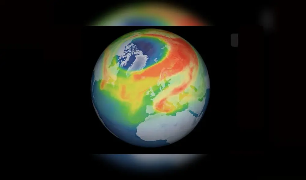El agujero en la capa de ozono detectado por un satélite de la Agencia Espacial Europea (ESA).