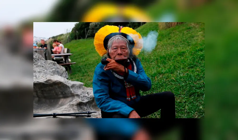 Líder indígena Raoni sostuvo una importante conversación con el presidente de Francia. Foto: AFP. Líder indígena Raoni sostuvo una importante conversación con el presidente de Francia. Foto: AFP.