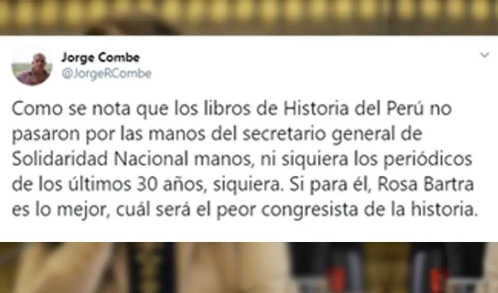 “Rosa Bartra es la mejor congresista en la historia de la República”: frase genera polémica