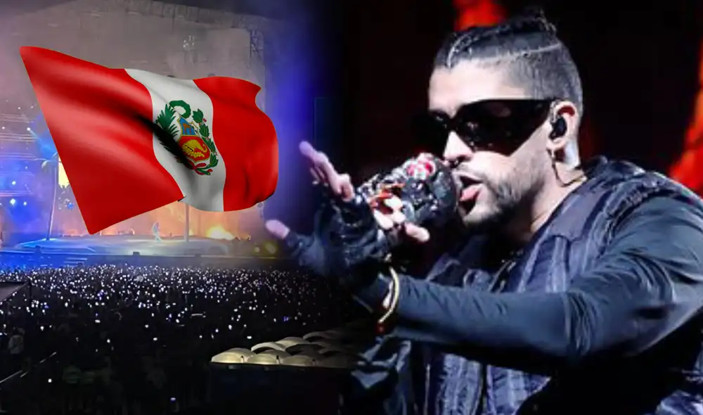 "Contigo, Perú" sonó en el primer concierto de Bad Bunny en Lima. Foto: composición/AFP/Twitter "Contigo, Perú" sonó en el primer concierto de Bad Bunny en Lima. Foto: composición/AFP/Twitter