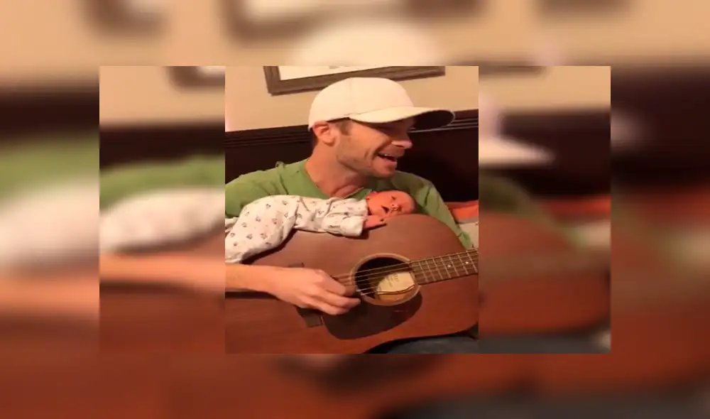 Facebook: padre músico le dedica emotivo tema a su bebé mientras él duerme sobre la guitarra [VIDEO]