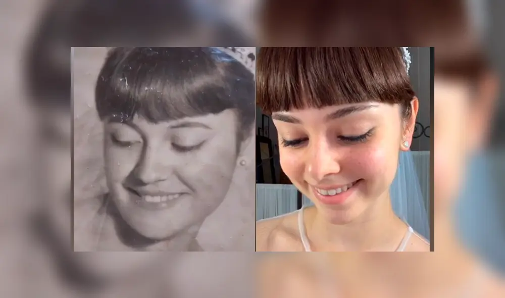 Desliza las imágenes para ver la increíble sesión de fotos que tuvo esta joven imitando a su abuela en el día de su boda. Fotocapturas: silviammb/TikTok Desliza las imágenes para ver la increíble sesión de fotos que tuvo esta joven imitando a su abuela en el día de su boda. Fotocapturas: silviammb/TikTok